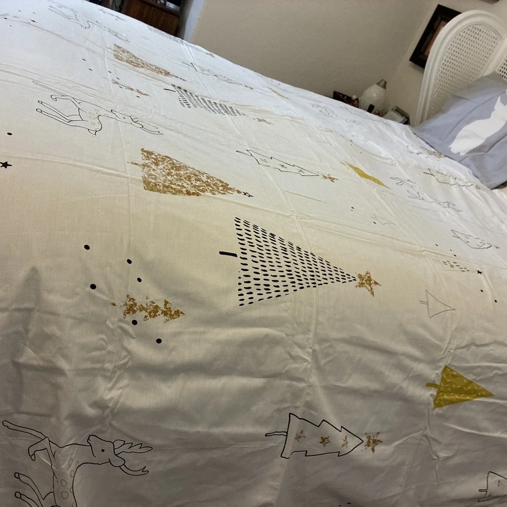 FenDie Queen Duvet + 2 Pillow Shams Christmas Reindeer New In Package